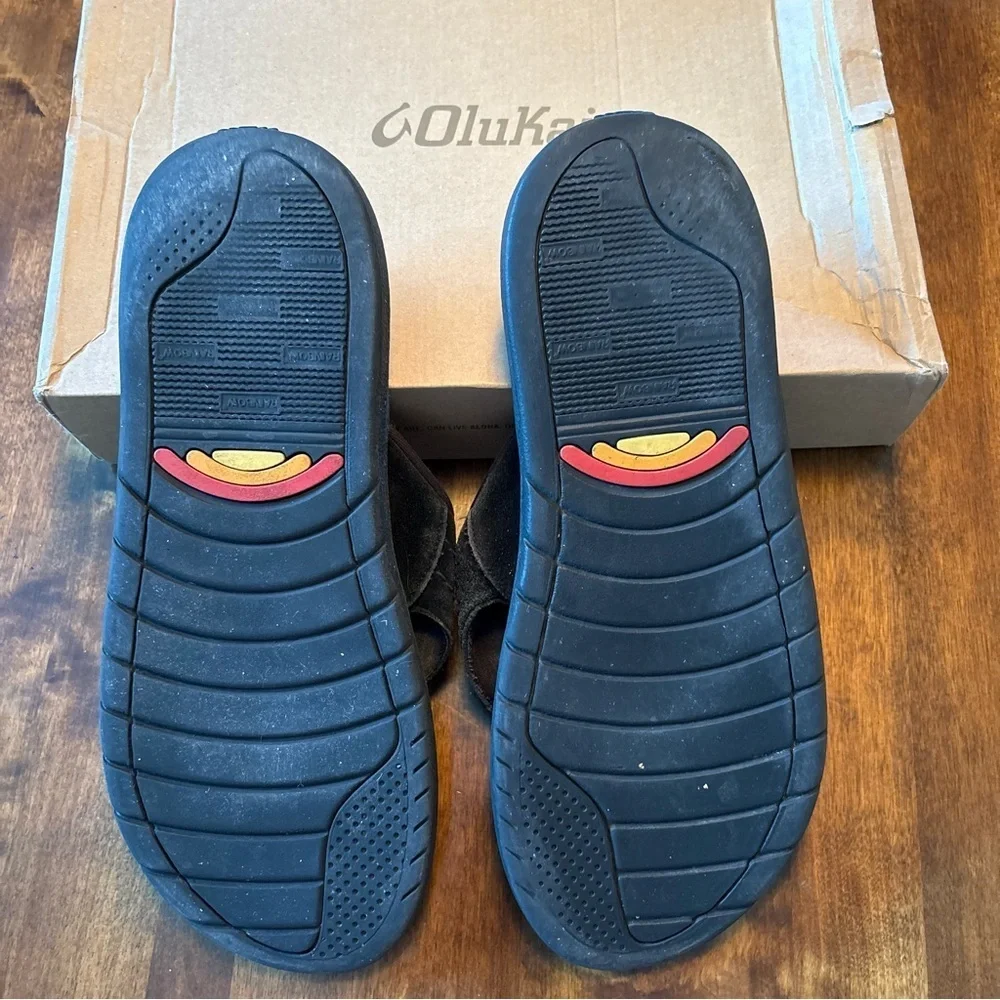 Olukai Black Kipi Men’s Sandals Size M 13
